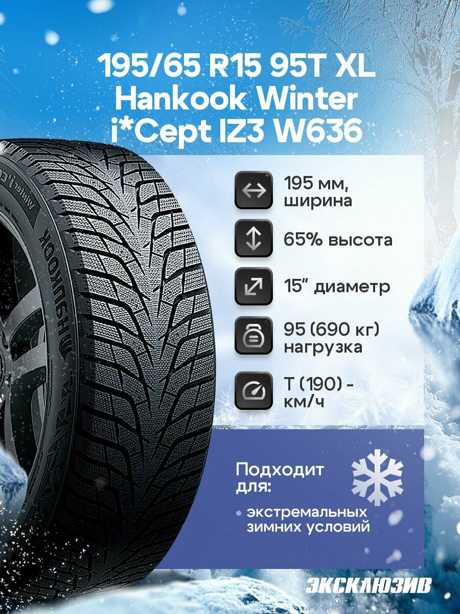 Зимняя нешипованная шина Hankook Winter i*Cept IZ3 W636 195/65 R15 95T XL