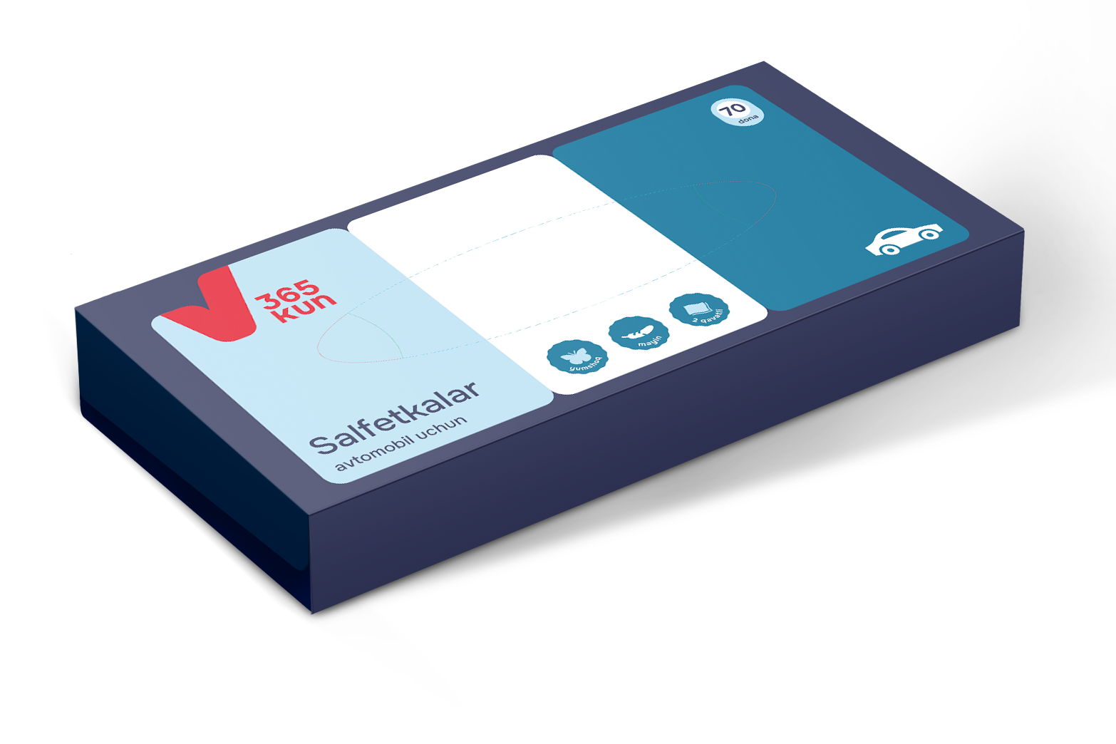 Салфетки для авто 365 KUN, 70 шт (в коробке)