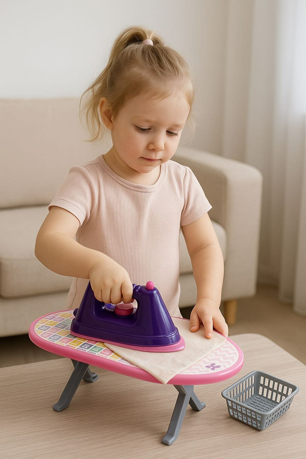 Набор игрушечный "Утюг с гладильной доской", для девочек, пластик