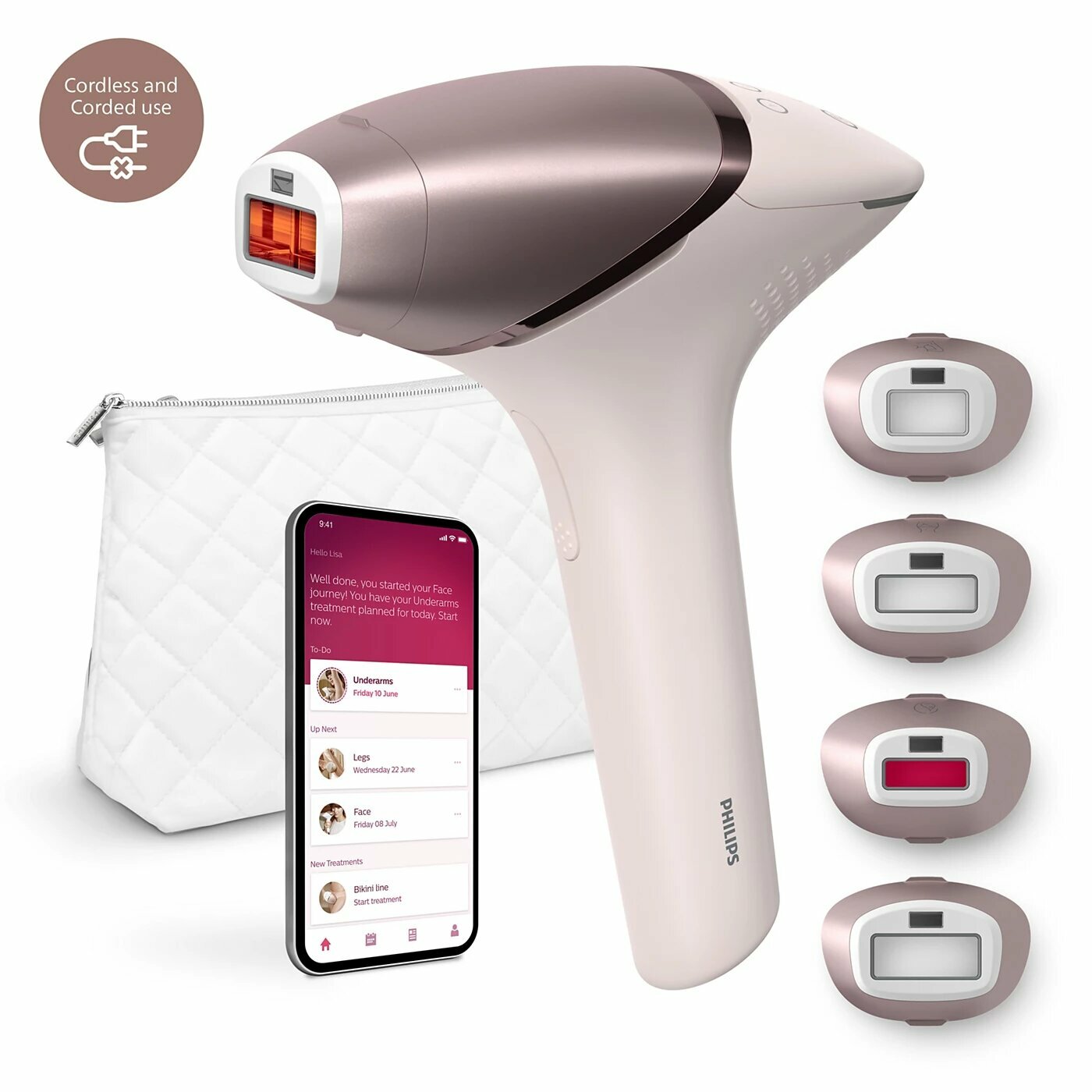 Фотоэпилятор Philips Lumea BRI958, для зоны бикини, лица, тела, с датчиком цвета кожи