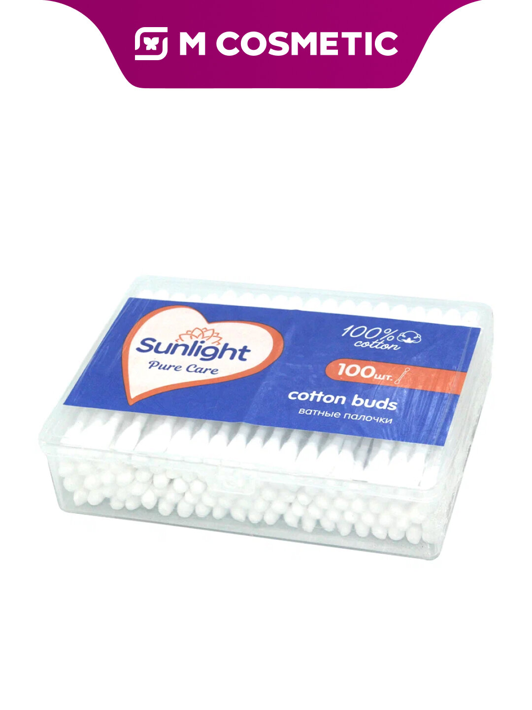 Ватные палочки SUNLIGHT, 100 шт./уп, высококачественный материал