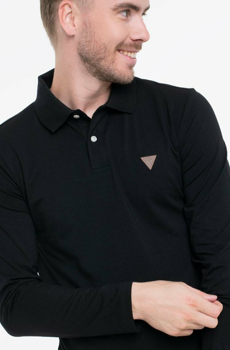 Поло GUESS OLIVER LS, размер L, черный — фото 1