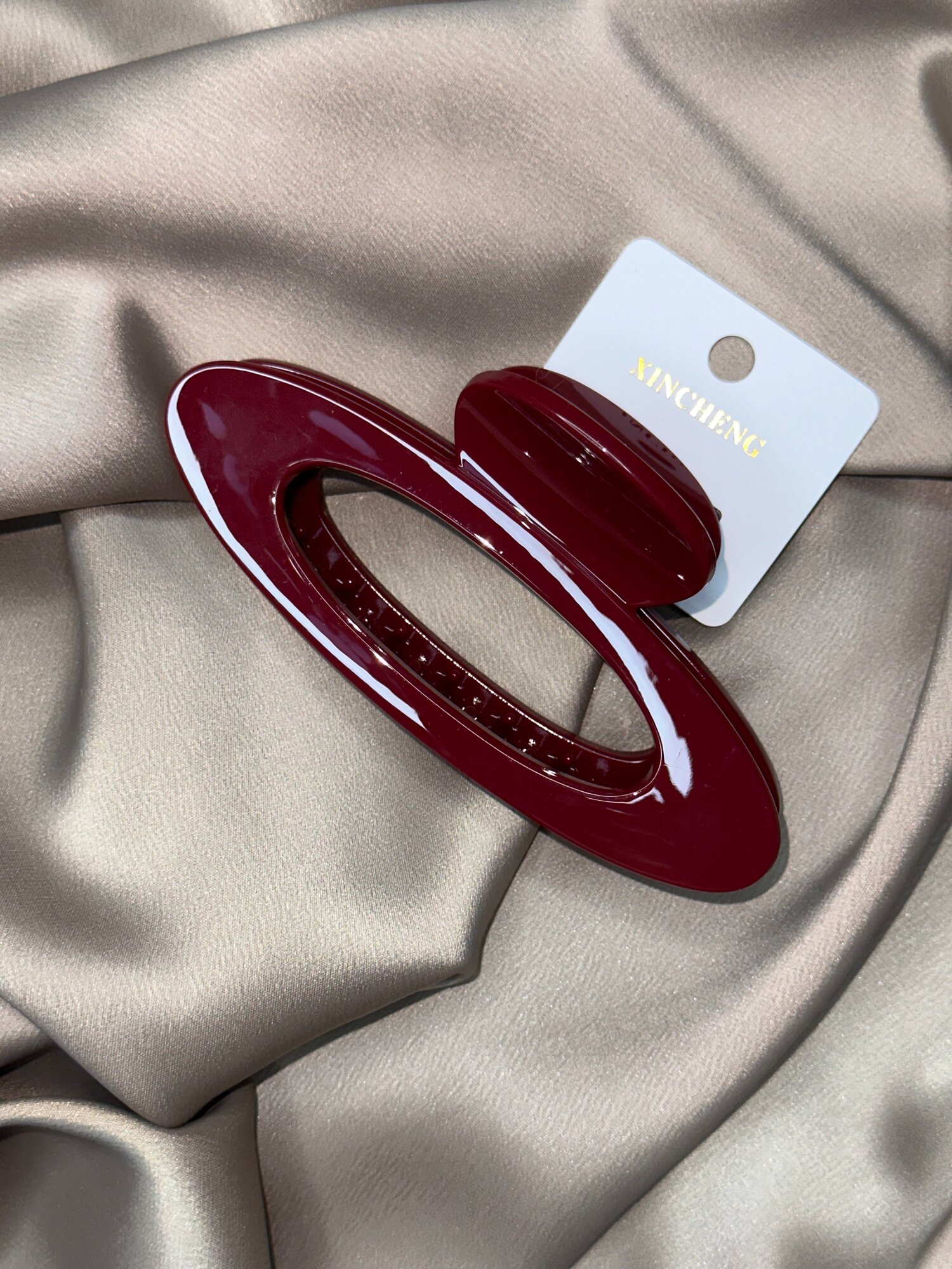 Заколка в стиле буквы О, премиум, качество люкс, стильная, модная, корейская, цвет элегантный бордовый