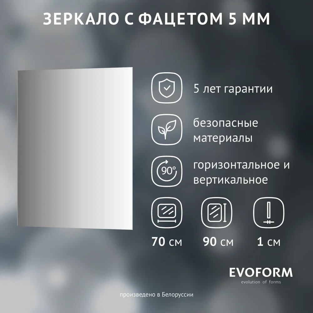 Зеркало Evoform Standard BY 0226 70х90 70 см, зеркало настенное в ванную