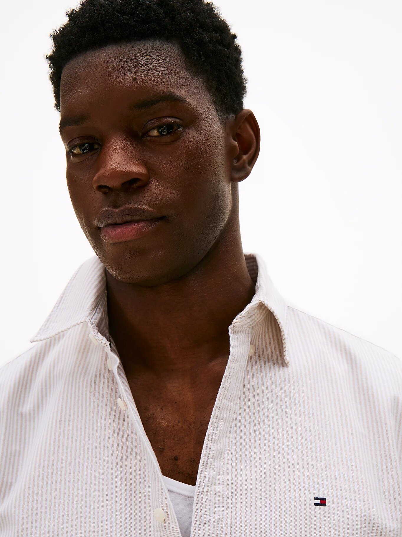 Рубашка TOMMY HILFIGER, размер L, белый/бежевый — фото 1