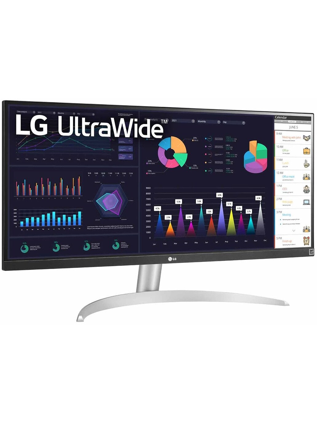 Монитор LG 29" 29WQ600-W, 2560x1080, IPS, 100Hz, HDMI+DP+USB-C, MM, silver — фото 1