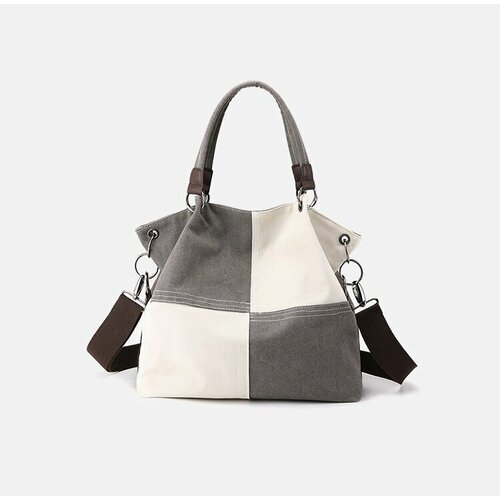 Сумка тоут Porfetto Chess, фактура вязаная, серый