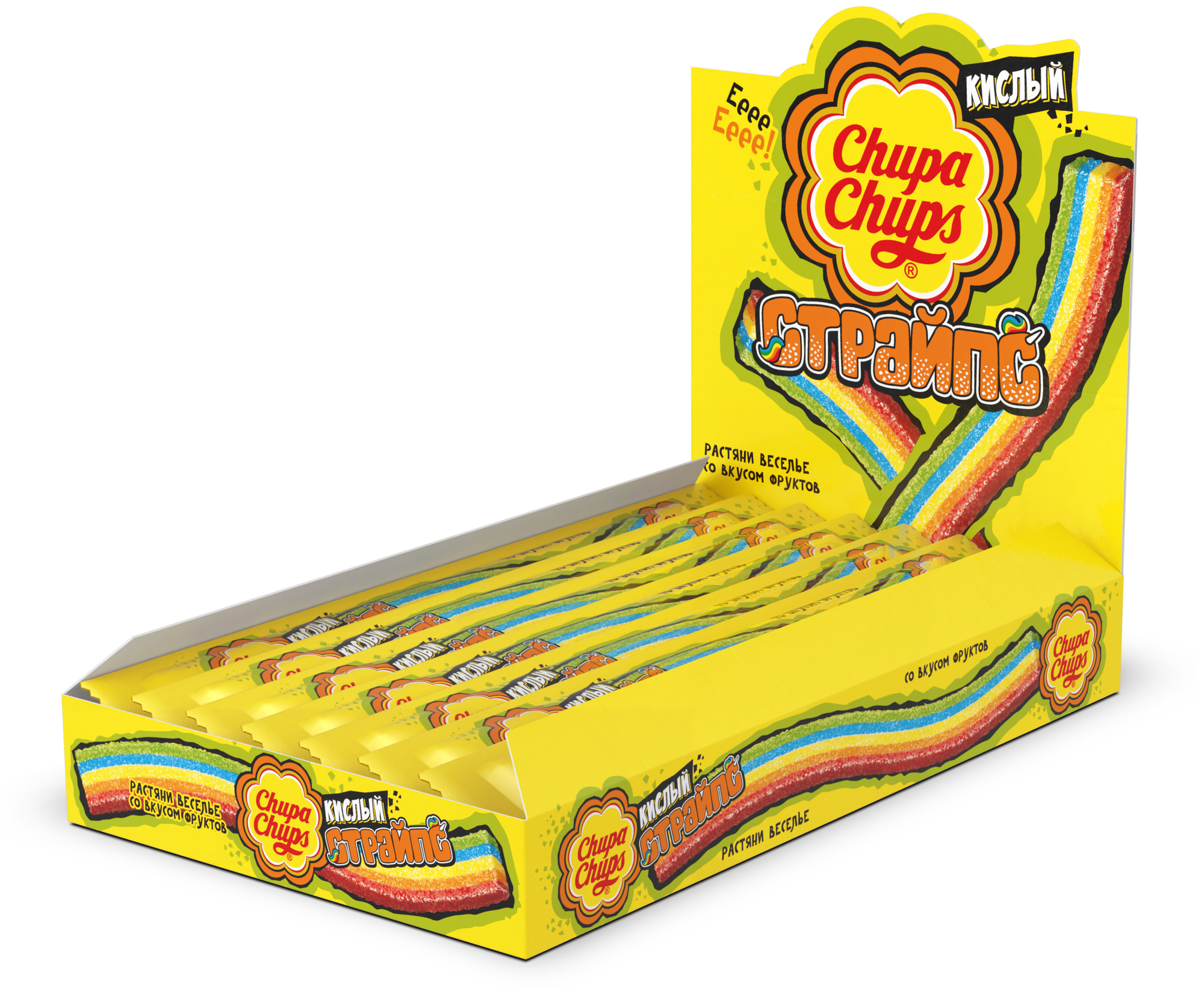 Мармелад Chupa Chups "Страйпсы", жевательный, кислый, в флоу-паке, 10 г