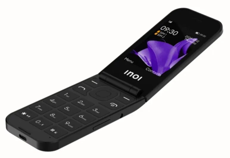 Мобильный кнопочный телефон INOI 284 Flip 4G, раскладушка, черный — фото 1