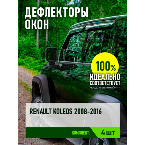 фото Дефлектор окон (накладной скотч 3м) 4 шт. для renault koleos i 2008-2016 кроссовер / рено колеос rein