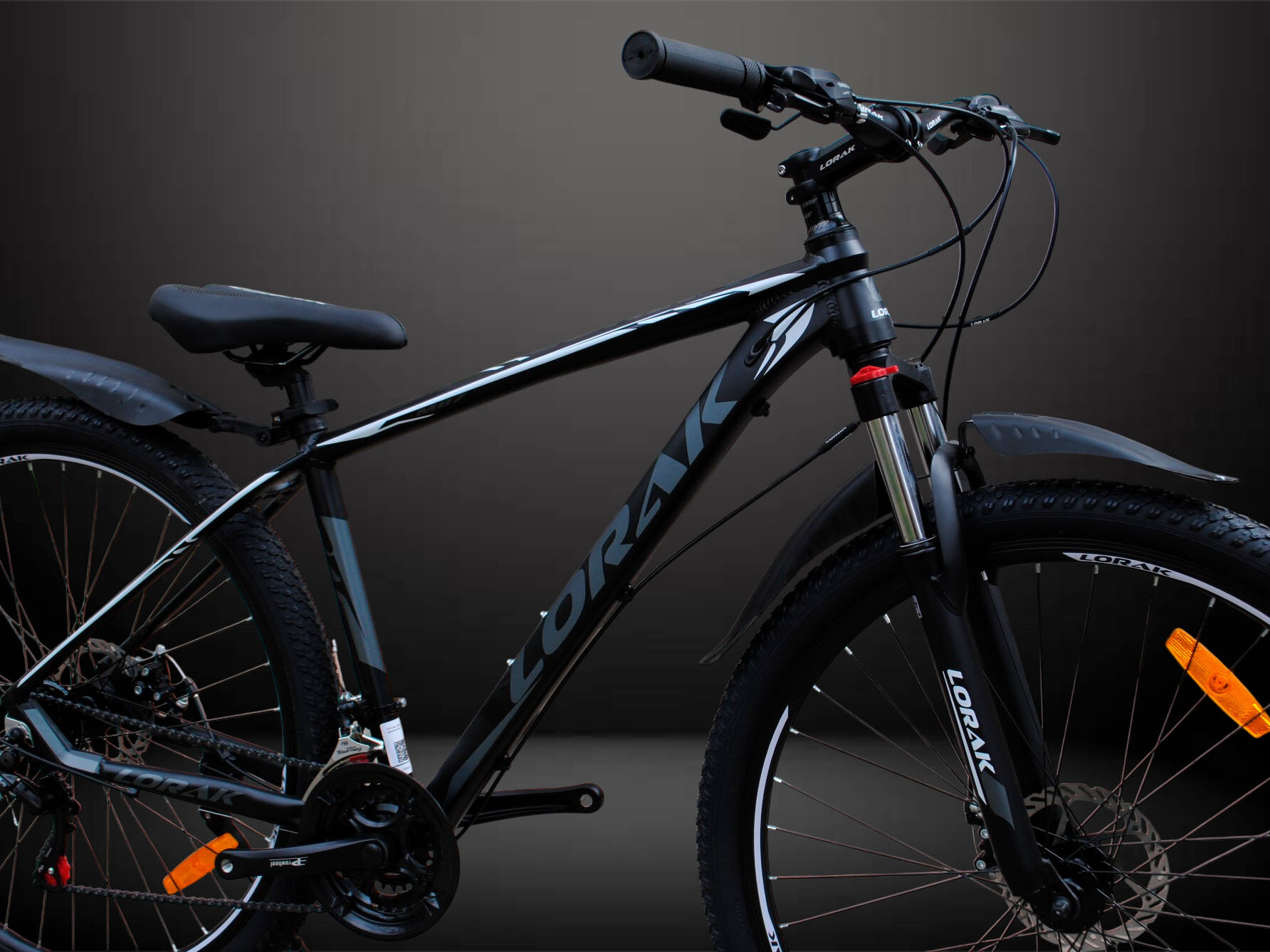Велосипед горный LORAK M-07-Black, Shimano Altus, 21-speed, Кассета, 18 дюймов, крылья