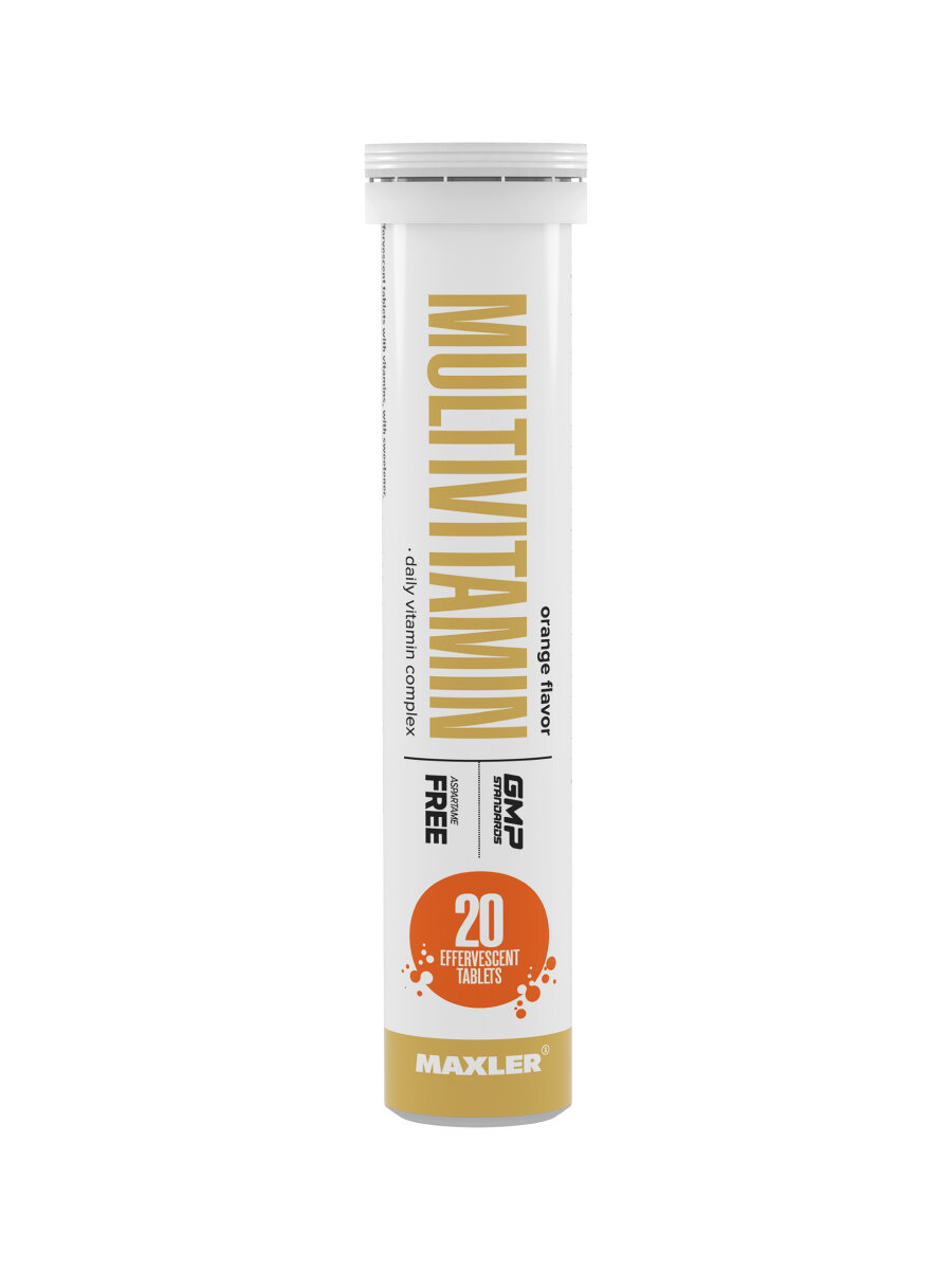 Мультивитамины Maxler Multivitamin комплекс витаминов, 3 тубы по 20 шипучих таблеток - Апельсин — фото 1