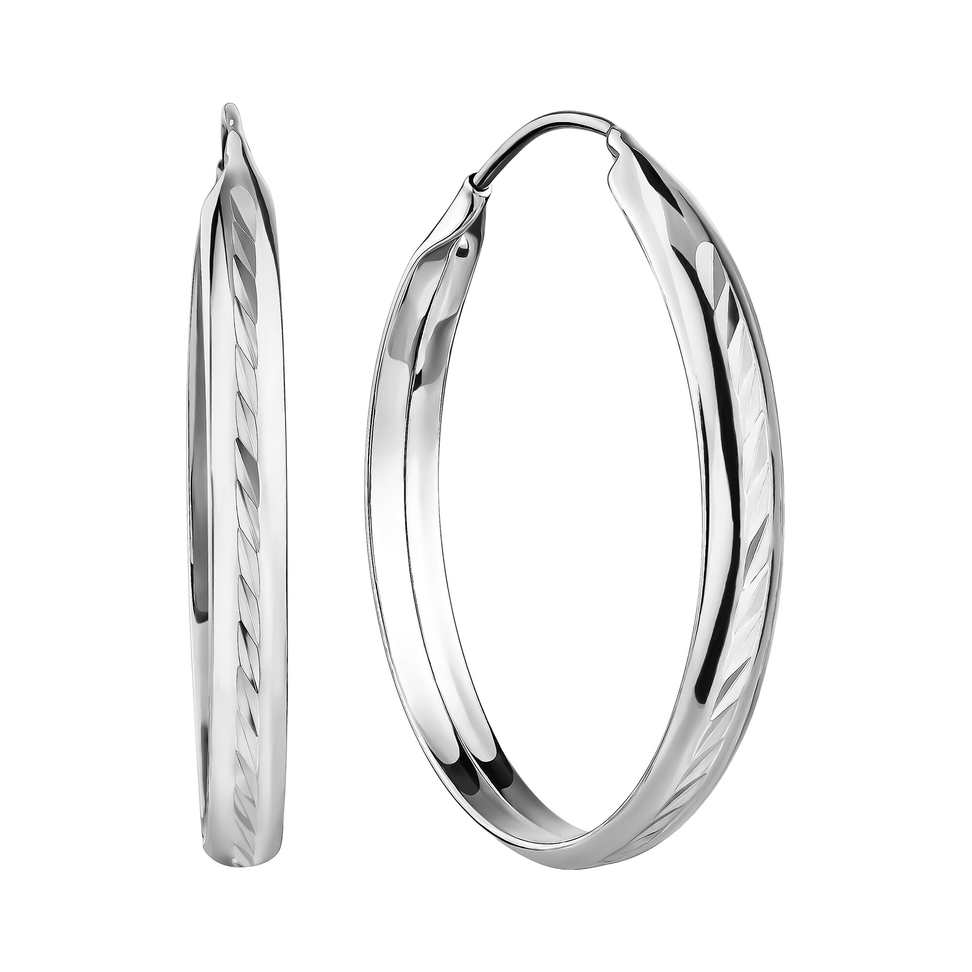 Серьги конго Diamant online, серебро, 925 проба, родирование, размер 43 мм, длина 4.3 см