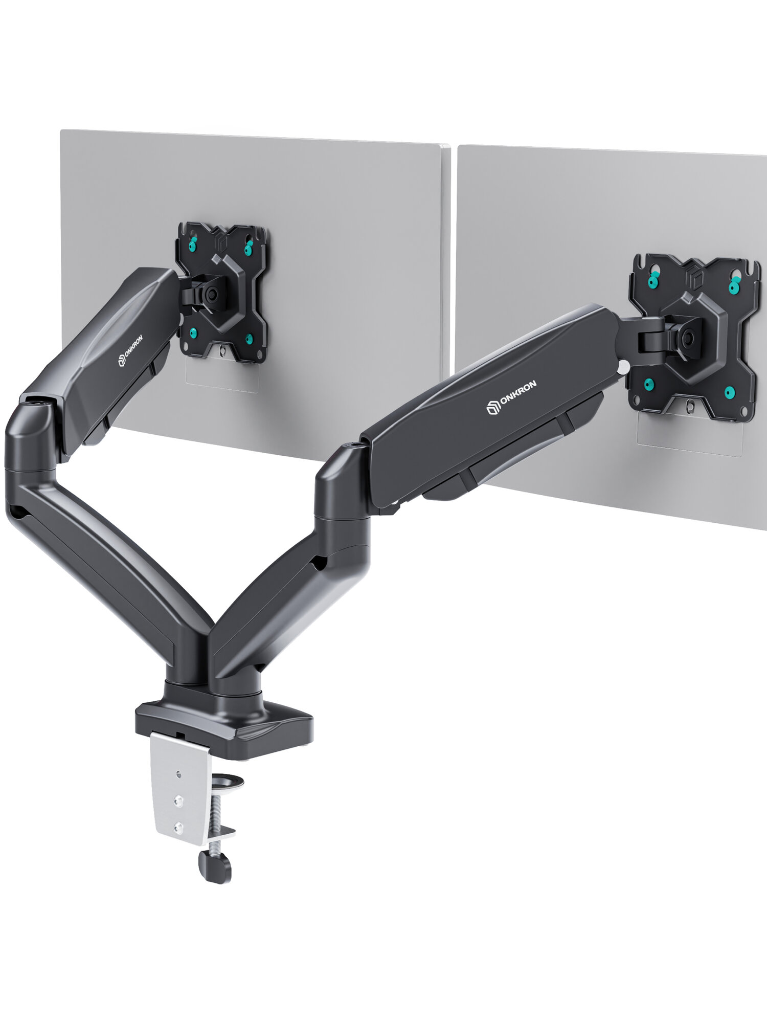 Крепление ONKRON G160 для двух мониторов 13"-32" настольное, 2 по 8 кг, газлифт, черный — фото 1
