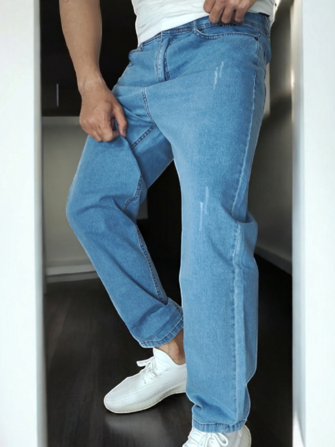 Брюки классические  ZARA 29-36, размер 33, джинсовый синий