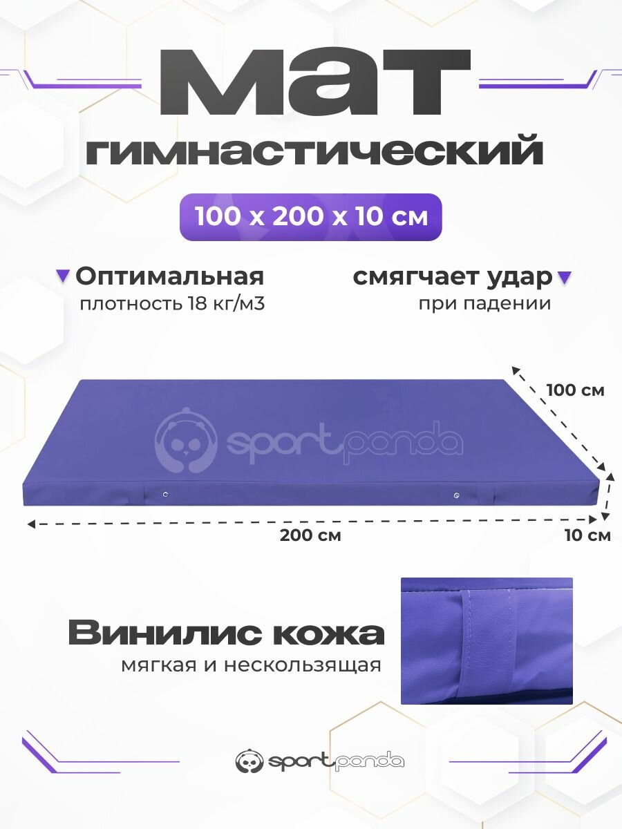 Мат гимнастический 1*2*0,1 м, винилискожа + поролон 18 кг/м3