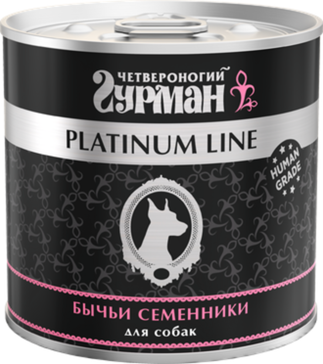 Четвероногий Гурман Platinum Line консервы для собак с бычьими семенниками в желе (0,24 кг.)