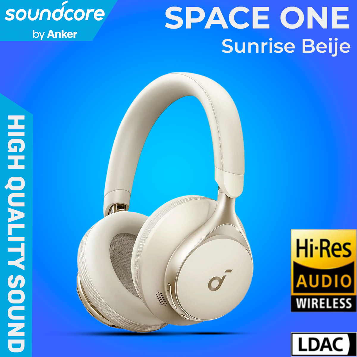 Беспроводные наушники Anker Soundcore Space One Global - Улучшенная версия, Новинка 2023 - Оригинал, Белый