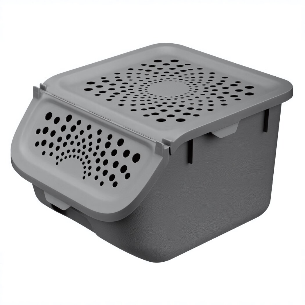 Контейнер для овощей 78л серый с вентиляцией 275х240х175 мм