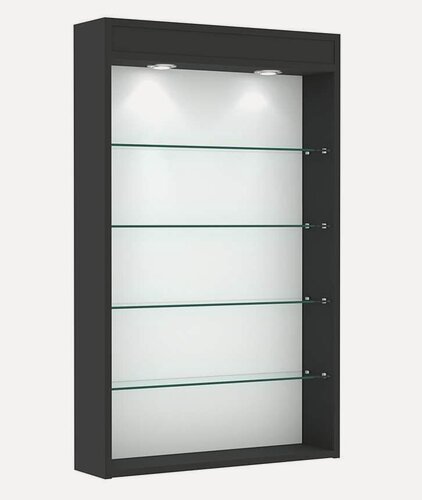 Изображение товара Витрина настенная №2-3Г высокая с верхними светильниками, Черный