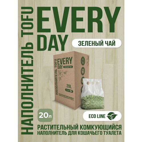 EVERYDAY TOFU BOX Зеленый чай 20 л растительный комкующийся натуральный наполнитель для кошачьих туалетов зеленый чай
