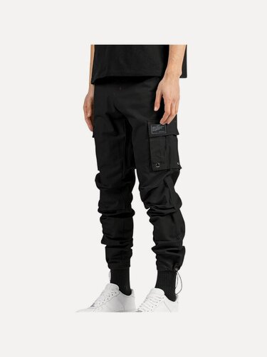 Изображение товара Мужские брюки-карго, повседневные рабочие брюки, стандартный крой, спортивные штаны на шнурке, спортивные штаны с карманами