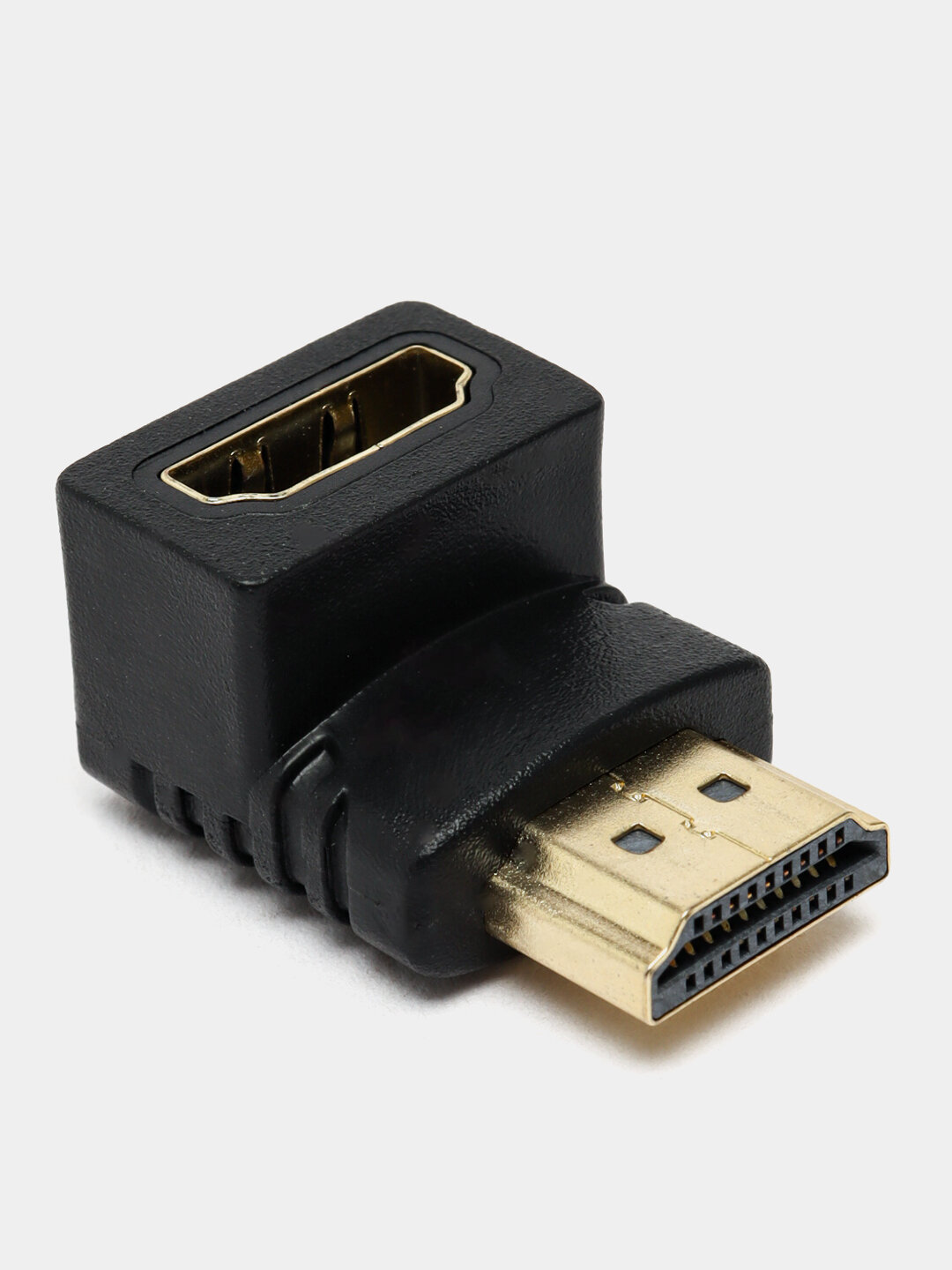 Адаптер-переходник GSMIN BR-01 (угловой 90 градусов) HDMI (F) - HDMI (M) (90 градусов) (Черный) — фото 1
