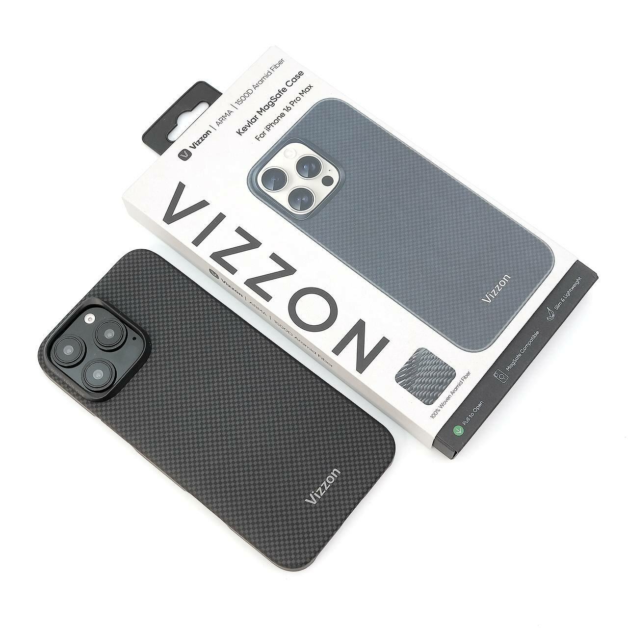 Чехол Vizzon "ARMA BLACK", для iPhone 16 Pro Max, ударопрочный — фото 1