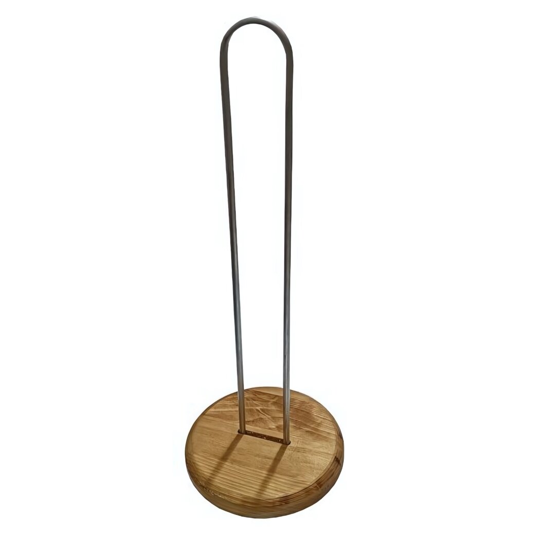 Держатель для бумажных полотенец металлический с деревянной основой  черный светлое дерево  12х12х30 см