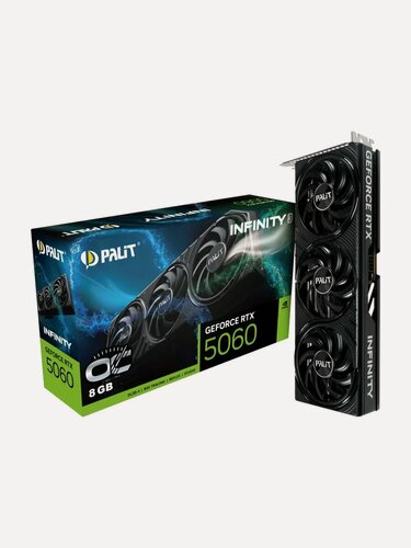 Изображение товара Видеокарта Palit PCIE16 RTX 5060 INFINITY 3 OC 8GB (NE75060T19P1-GB2063S) черный
