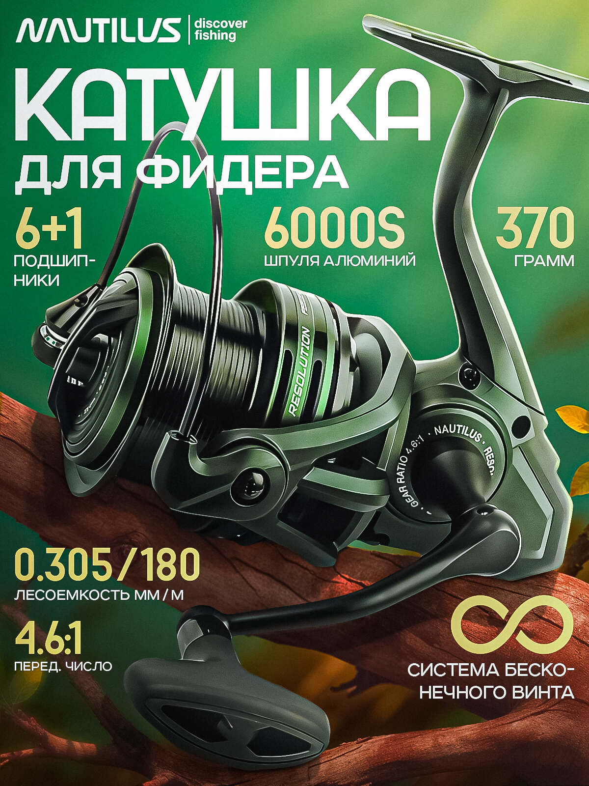 Катушка фидерная Resolution Feeder 6000S с бесконечным винтом