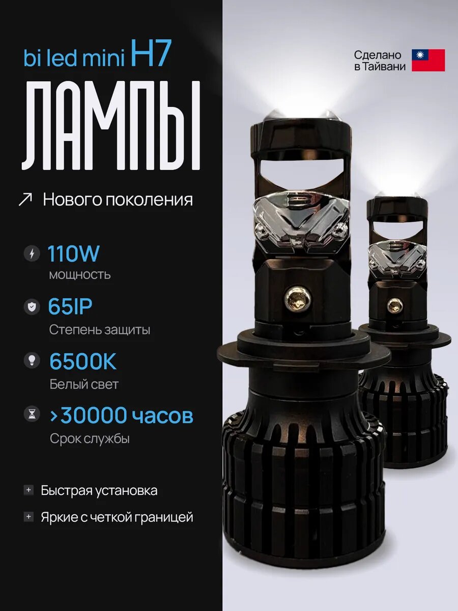 Лед лампы H7 bi led mini линзой