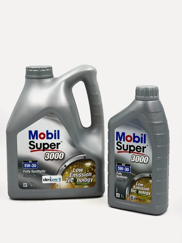 Изображение товара Комплект моторного масла Mobil Super 3000 XE 5w-30, 4 литра + 1 литр, синтетическое 5 литров