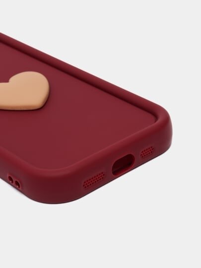 Чехол для iPhone X/XS 3D сердце, силикон, ударопрочный, с блестками. — фото 1