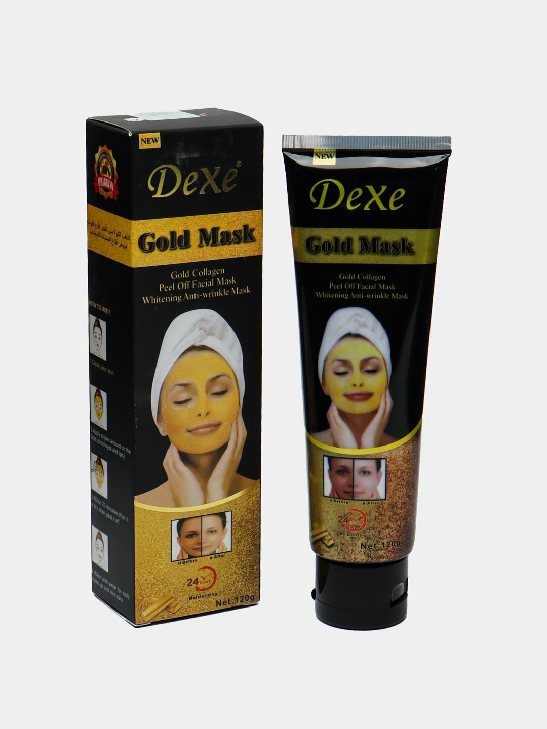 Маска для лица Dexe "Черная", очищающая, от черных точек, акне, 120г