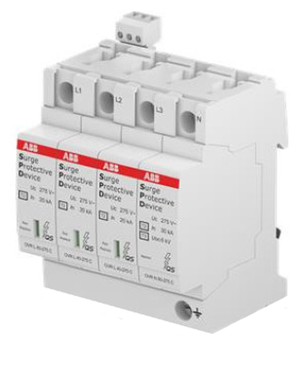 OVR T2 3N 40-275 P TS QS Ограничитель перенапряжения 3P+N, тип 2, 275В, 40kA (сменные картриджи) ABB, 2CTB803973R0500