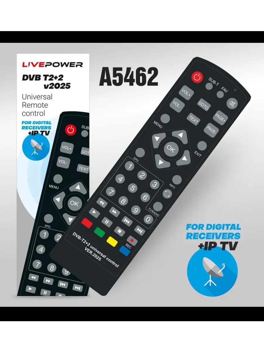 Универсальный пульт DVB-T2+2 ! VER.2025 для всех DVB-T2 приставок и ресиверов