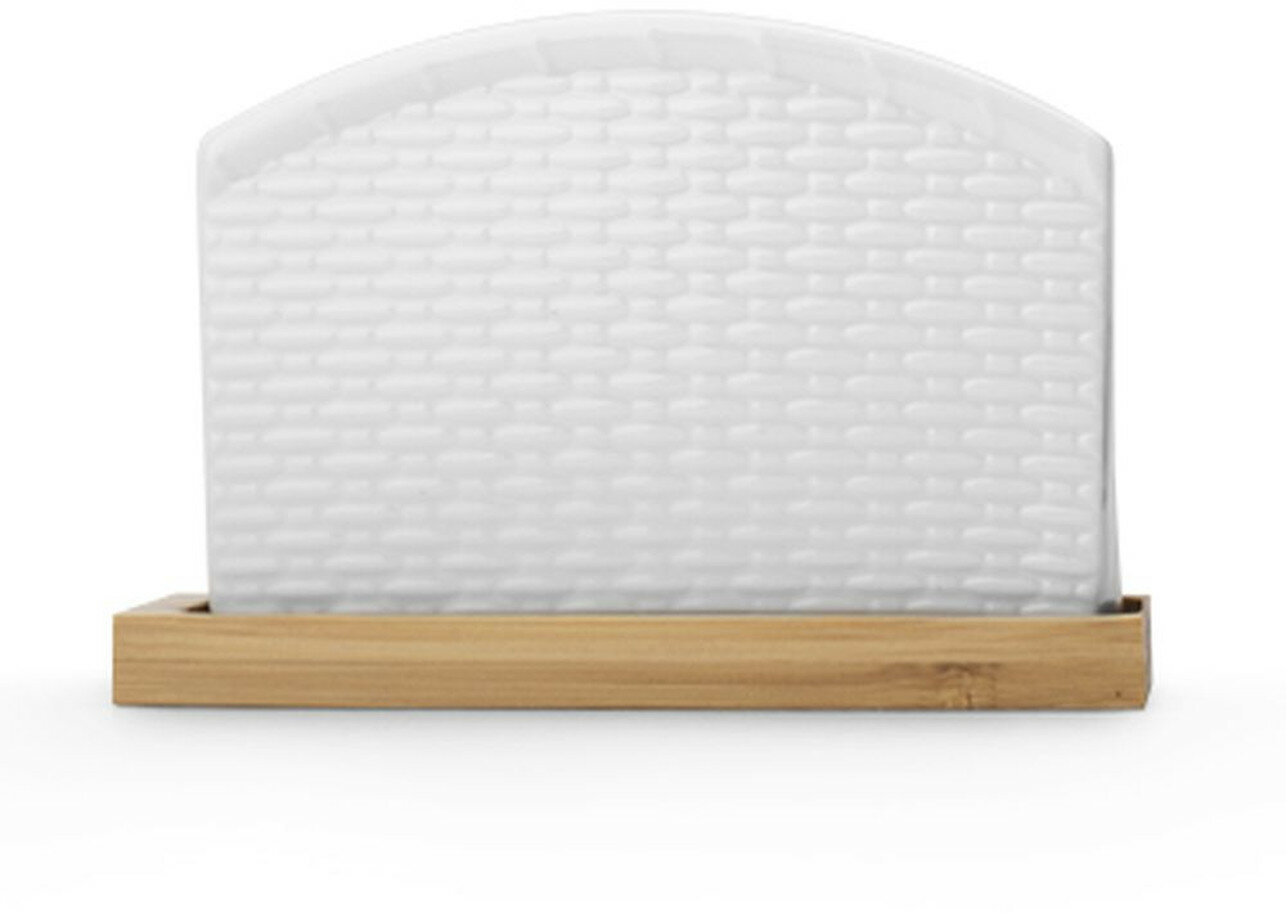 Салфетница ATMOSPHERE Factura фарфор с бамбуковой подставкой белая