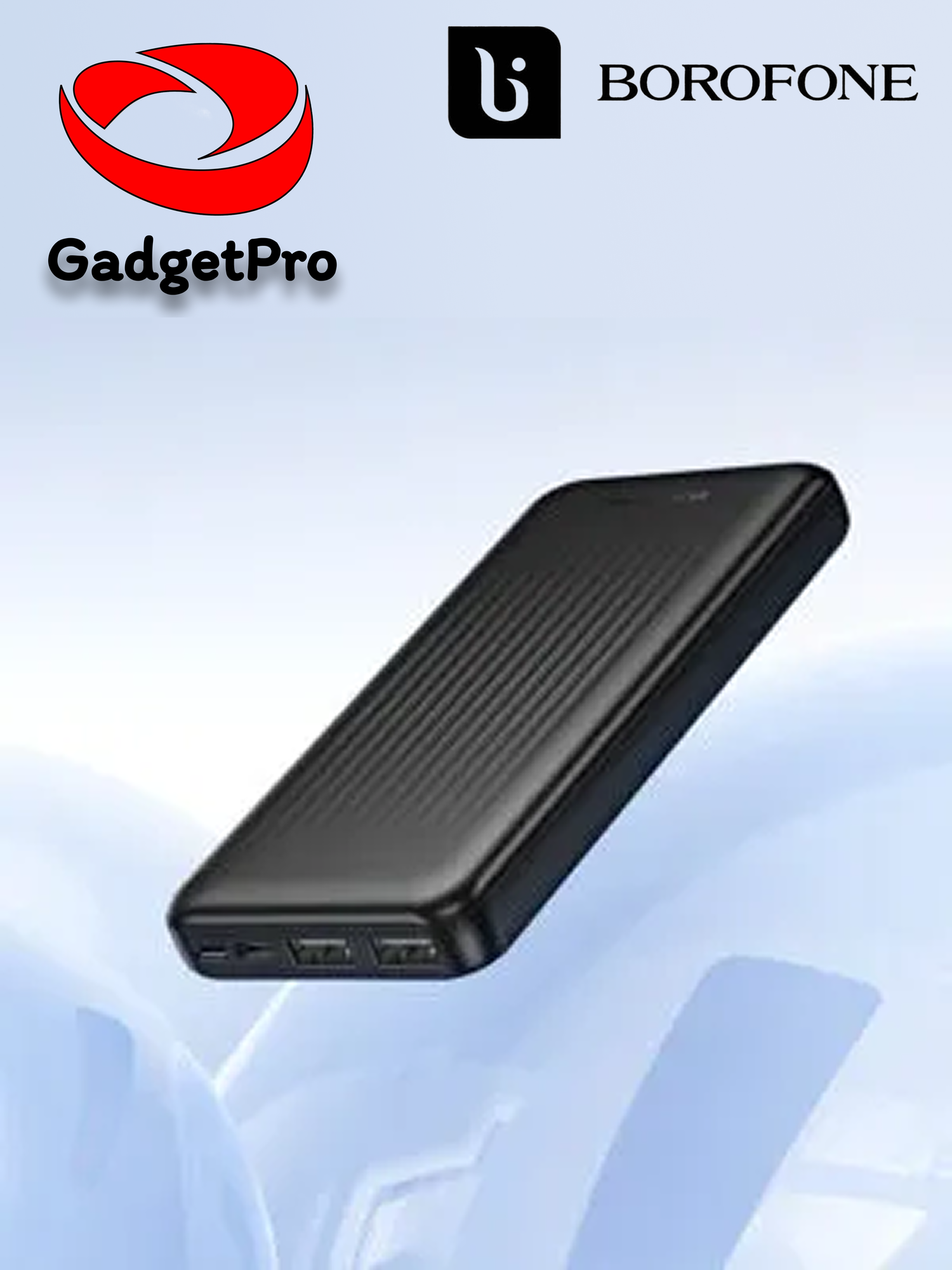 Внешний аккумулятор BOROFONE BJ78, 10000 mAh, быстрая зарядка, LED-индикатор, фонарик, чёрный