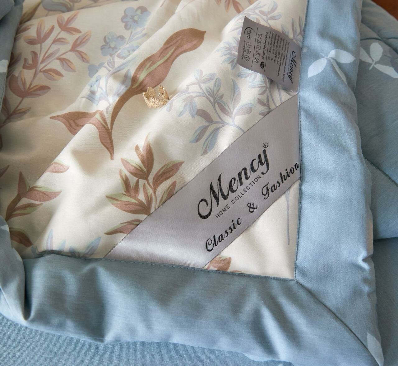 Постельное белье с двумя одеялами семейное хлопок 100% Сатин Mency Men-5 — фото 1