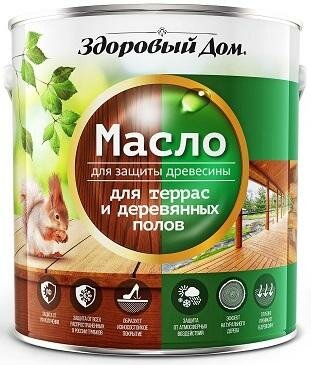 Масло для Защиты Террас и Деревянных Полов Здоровый Дом 1.8л Венге для Внутренних и Наружных Работ.