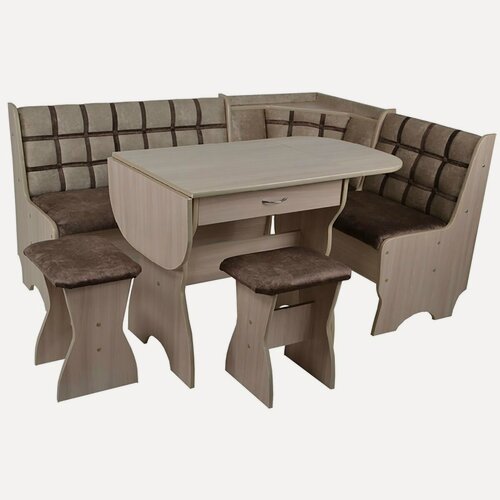 Изображение товара Кухонный уголок Алёнка-17/1 Шимо светлый Велюр Коричневый/Беж