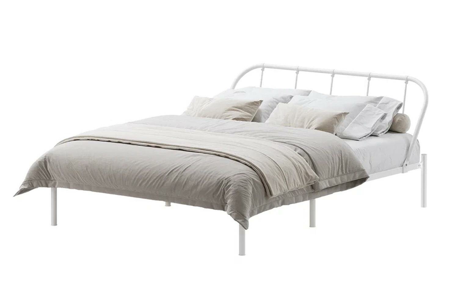 Кровать двуспальная Hoff Мира 160х200 см, с основанием, без подъёмного механизма, цвет белый