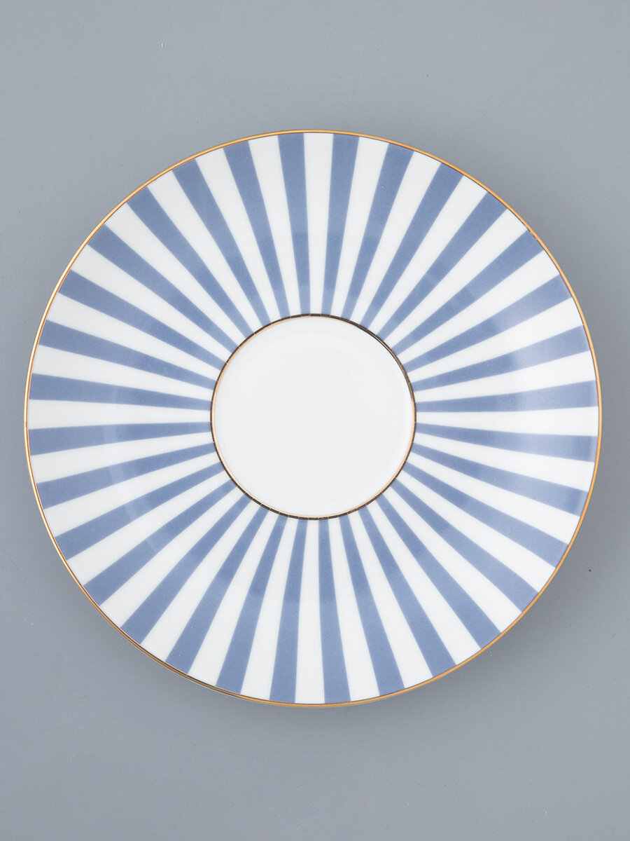 Чайная пара "Да и нет", форма Ландыш, Императорский фарфоровый завод , костяной фарфор, серый, отводка золотом, 345 мл — фото 1