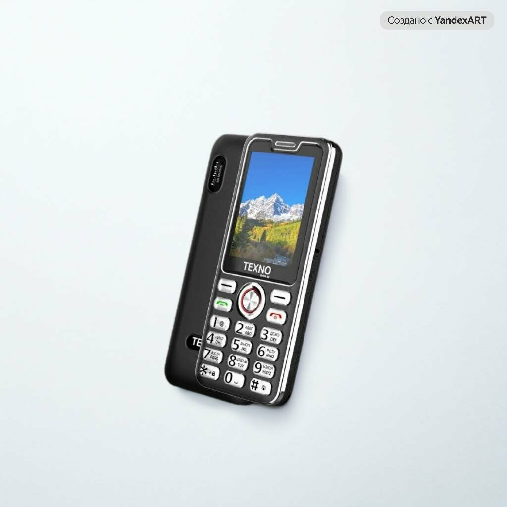 Texno Max 025 кнопочный телефон, два сим, фонарик, FM радио, черный — фото 1