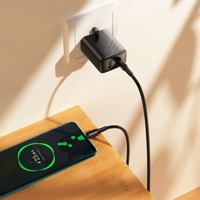 Кабель для быстрой зарядки "HOCO X120", мощность 60Вт, Type-C, Type-C черный — фото 1