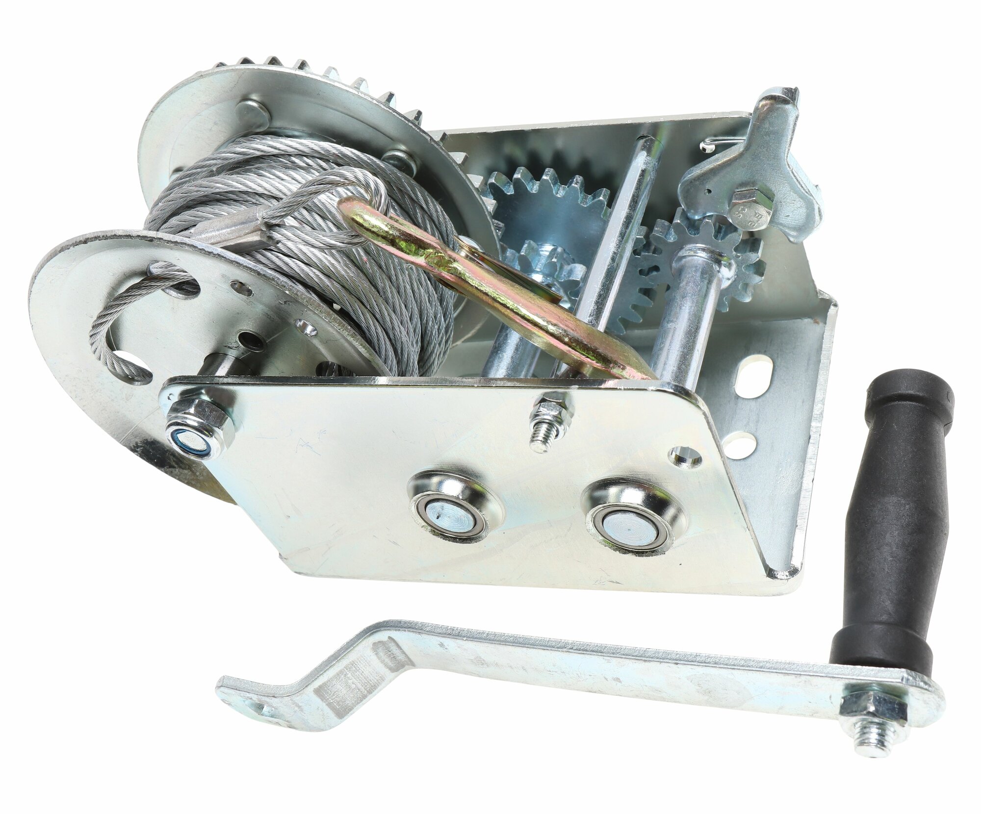 Лебедка ручная барабанная двухскоростная 900кг (стальной трос -5мм 10м) ER-97900 эврика