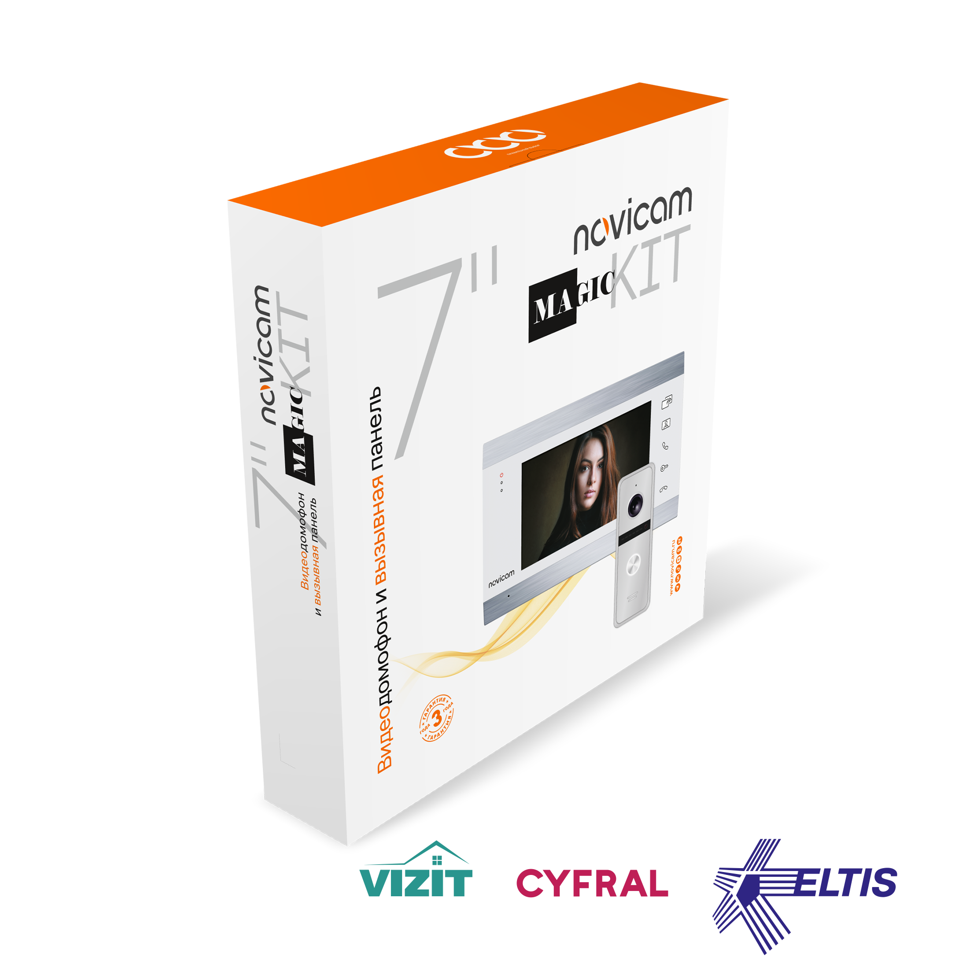 Комплект видеодомофона для квартиры Novicam DARK MAGIC 7C KIT, встроенный модуль сопряжения, панель с кабелем 5 м — фото 1