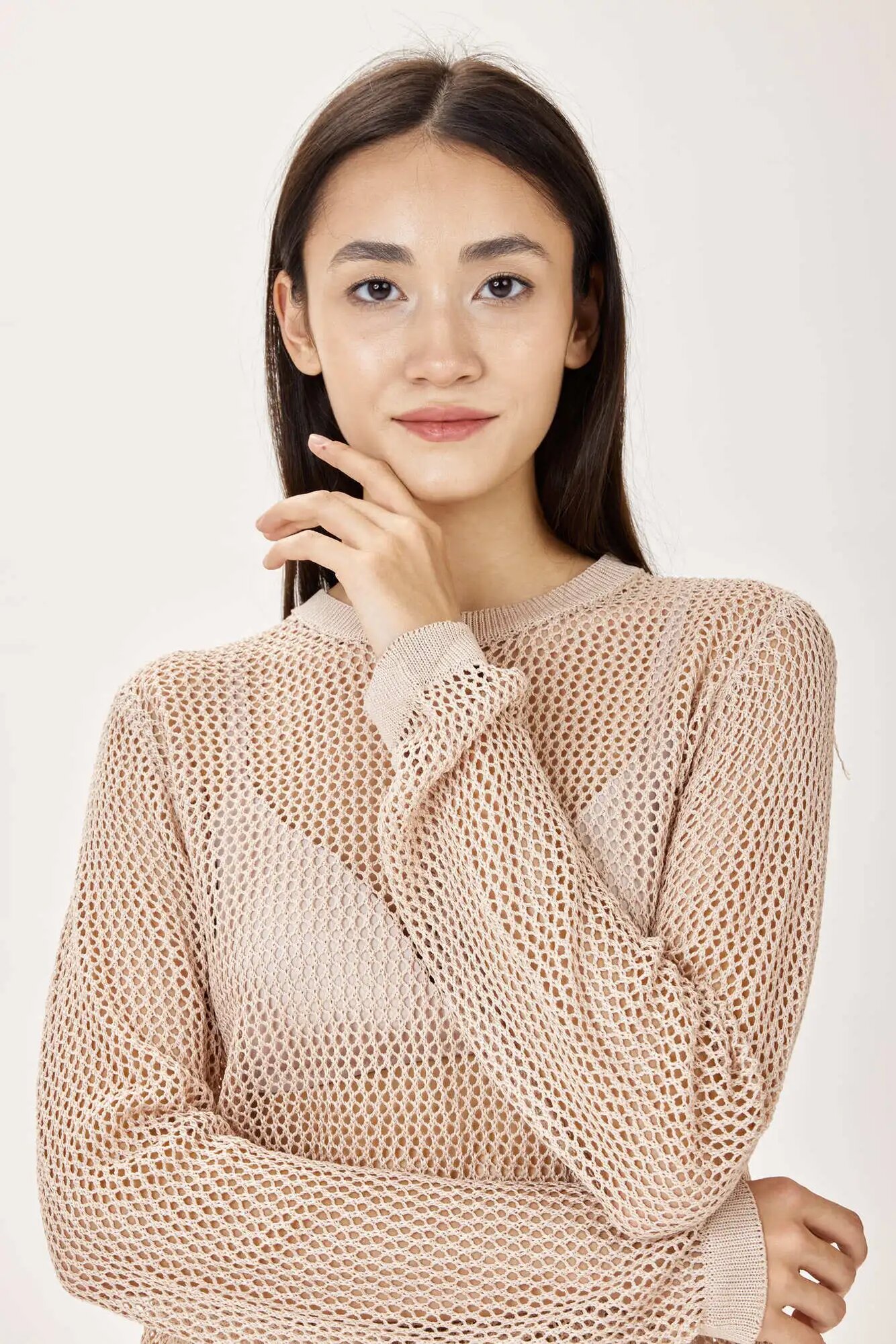 Лонгслив Selfie, размер XS, , бежевый — фото 1