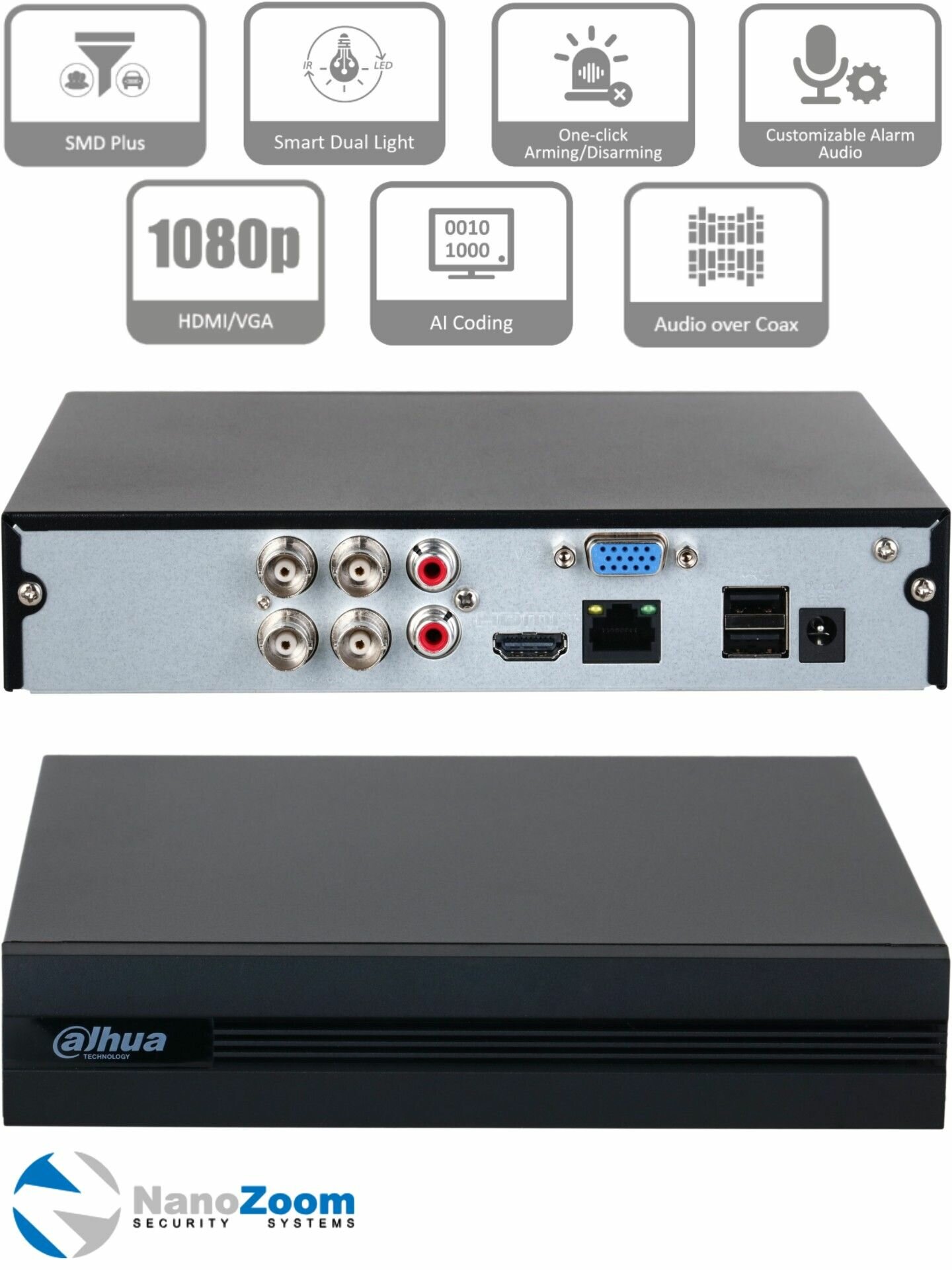 Dahua DH-XVR1B04-I - 4 канальный видеорегистратор для камер видеонаблюдения HDCVI XVR-регистратор гибридный